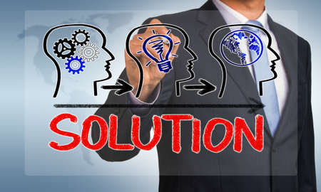 solution concept drawn by businessmanの写真素材
