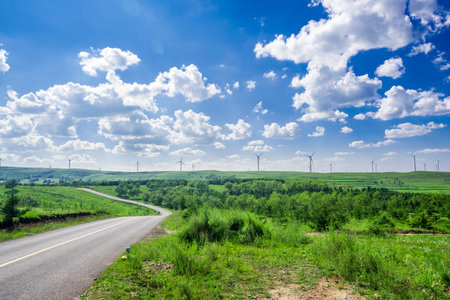 empty asphalt road on grassland