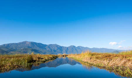 View of Lugu Lake, Yunnan, Chinaの写真素材