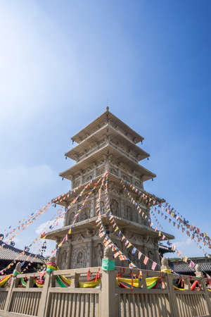 Pagoda in The Yungang Cave Monastery of Datong in Chinaの写真素材