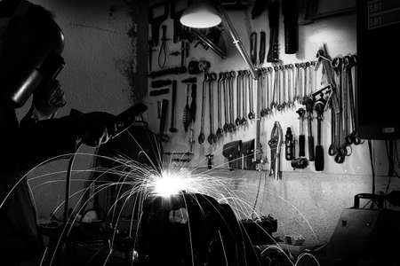 Welding in a garageのeditorial素材