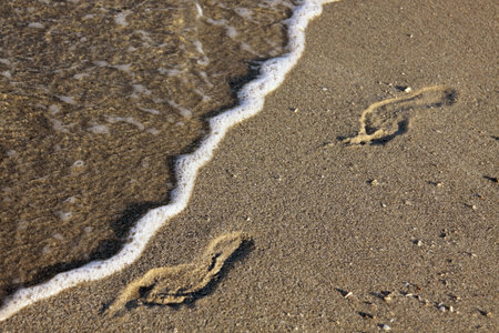 Foot print on the beach
