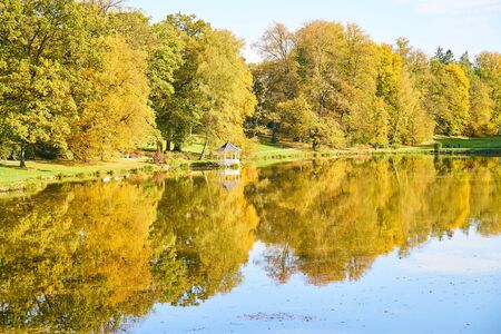 Autumn in Stirin Castle Park near Prague, Czech Republicの写真素材