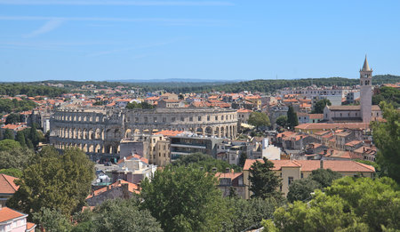 Roman amphitheater in Pula, Istria, Croatiaのeditorial素材