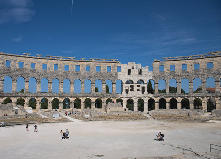 Roman amphitheater in Pula, Istria, Croatiaのeditorial素材
