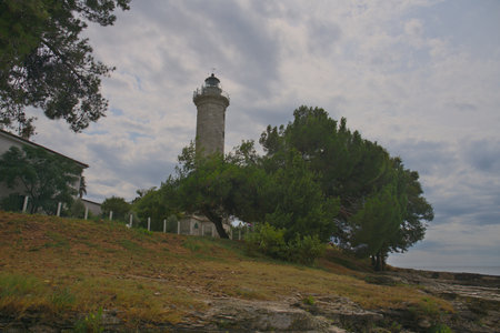 Lighthouse in the village of Savudria, Croatiaの写真素材