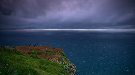 Dramatic sunset over the cliffs at Cap Frehel, Brittany, France
