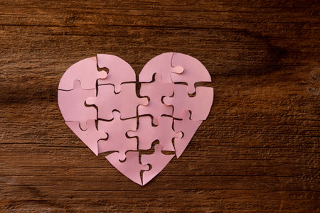 a pink shaped puzzleの写真素材