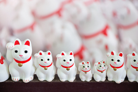 Lucky cat. Fortunate cat. Japanese ornamentの写真素材