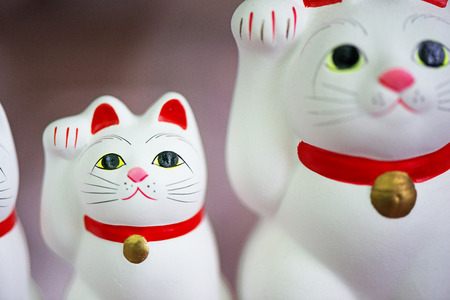 Lucky cat. Fortunate cat. Japanese ornamentの写真素材