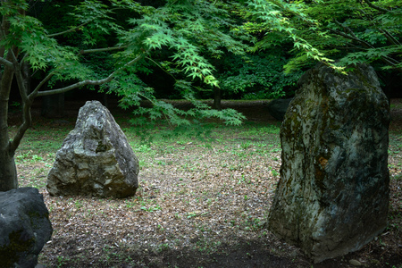Garden stone in Japanese gardenの写真素材
