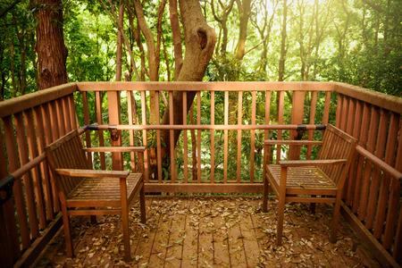 Balcony in the forestの写真素材
