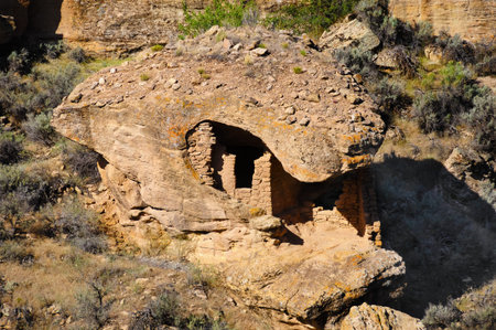 Boulder house, an anasazi ruin at Hovenweep National Monumentの写真素材