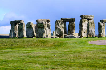 Ancient Stonehenge in England on a cloudy dayの写真素材