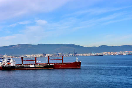The busy shipping harbor at  Gibraltar.のeditorial素材