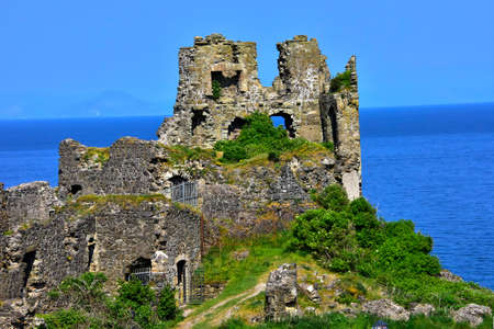 Dunure Castle on the Firth of Clyde in Scotland.の写真素材