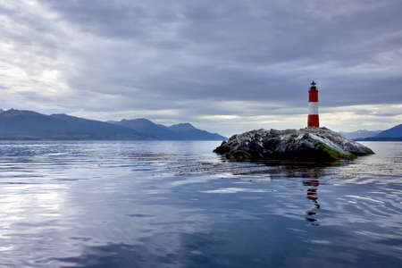 les Eclaireurs Lighthouse, in the Beagle Channel, near Ushuaia, Argentinaの写真素材