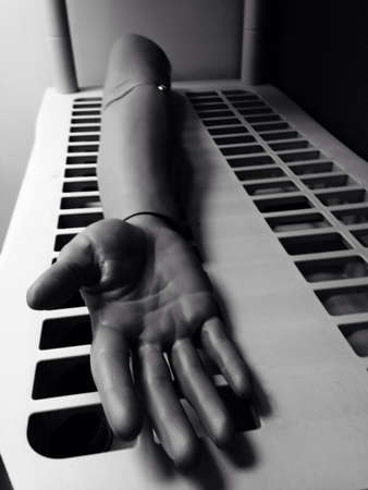 Prosthetic arm on a shelf の素材