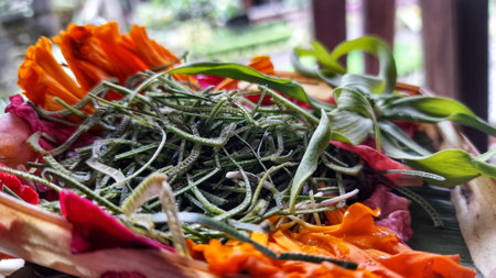 canang sari is a part of balinese cultureの写真素材