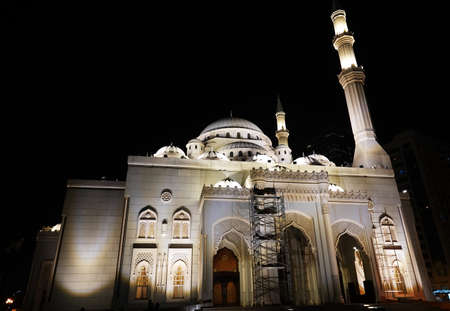 Sharjah, UAE February 19, 2020: a large and beautiful mosque in the center of Sharjahのeditorial素材