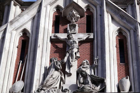 Kiev, Ukraine March 13, 2020: Church of St. Nicholas in the city of Kiev, which is under restorationのeditorial素材