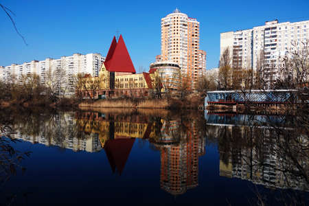 Kiev, Ukraine March 18, 2020: Kostel Uspinnya Presvyatoyi Divy Mariyi in Kievのeditorial素材