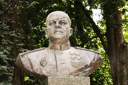 Kiev, Ukraine July 20, 2020: Monument to Marshal Pavel Semenovich Rybalko in honor of the victory over fascism in the park "Glory" in the city of Kievのeditorial素材