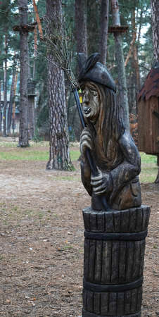 Kiev, Ukraine January 11, 2021: Fairy tale characters in the park made of woodのeditorial素材