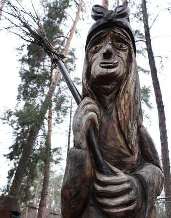 Kiev, Ukraine January 11, 2021: Fairy tale characters in the park made of woodのeditorial素材