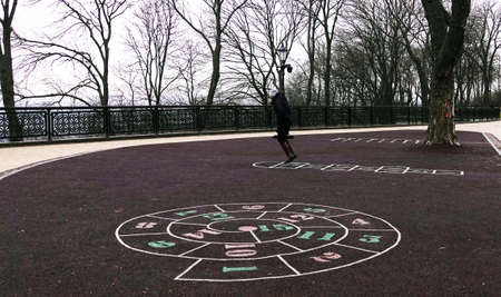 Kiev, Ukraine January 31, 2020: Playground in the city center of Kievのeditorial素材