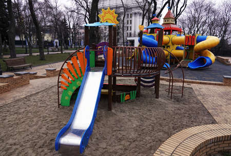 Kiev, Ukraine January 31, 2020: Playground in the city center of Kievのeditorial素材