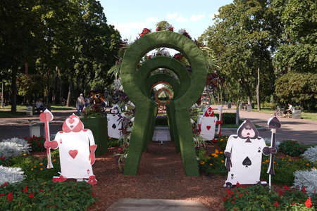 Kiev, Ukraine September 10, 2020: Decoration of parks by public utilities in the city of Kievのeditorial素材