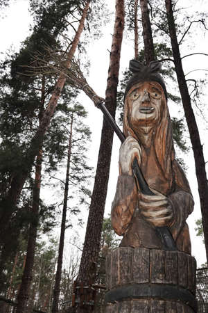 Kiev, Ukraine January 11, 2021: Fairy tale characters in the park made of woodのeditorial素材