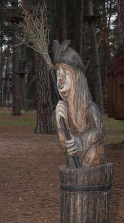 Kiev, Ukraine January 11, 2021: Fairy tale characters in the park made of woodのeditorial素材