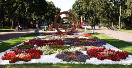 Kiev, Ukraine September 10, 2020: Decoration of parks by public utilities in the city of Kievのeditorial素材