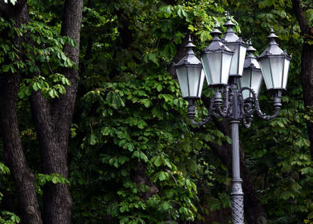 Kiev, Ukraine July 12, 2019: Lighting pillar in the park of the city of Kievのeditorial素材