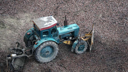 Kiev, Ukraine March 13, 2019: Tractors and excavators work on the construction of the foundation zero cycleのeditorial素材