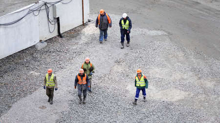 Kiev, Ukraine March 13, 2019: Workers - zero-cycle construction of the foundation of an entertainment centerのeditorial素材