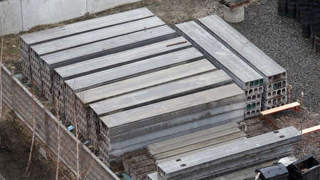 Kiev, Ukraine March 13, 2019: Foundation zero cycle construction, concrete piles at construction siteのeditorial素材