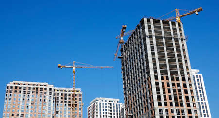 Kiev, Ukraine March 18, 2020: the construction of a high-rise buildingのeditorial素材