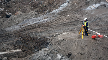 Kiev, Ukraine March 13, 2019: Workers - zero-cycle construction of the foundation of an...