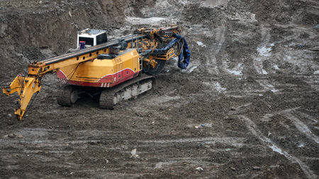 Kiev, Ukraine March 13, 2019: Construction of the zero cycle, the foundation for the entertainment...