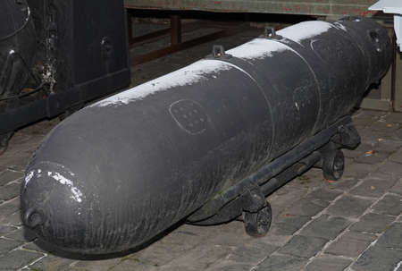 Kiev, Ukraine December 10, 2020: KMD-1-1000 shipborne mine at the Museum of Military Equipment for public viewingのeditorial素材