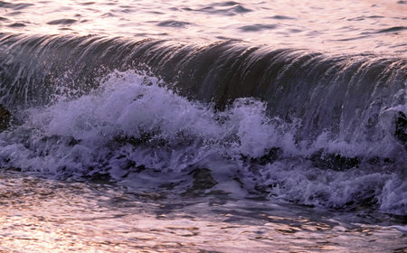 Sea big waves on the shore of the Persian Gulf