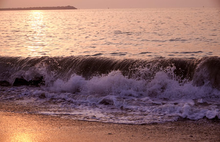 Sea big waves on the shore of the Persian Gulf