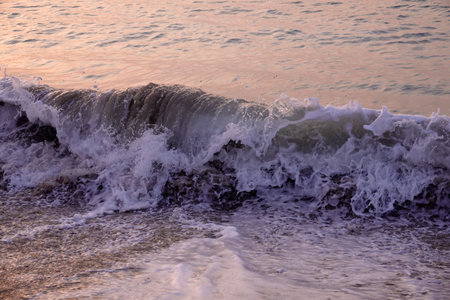 Sea big waves on the shore of the Persian Gulf