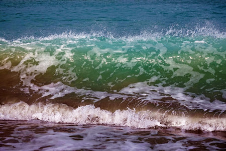 Sea big waves on the shore of the Persian Gulf