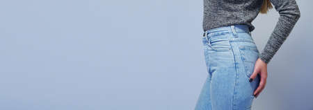 beautiful girl in blue jeansの写真素材