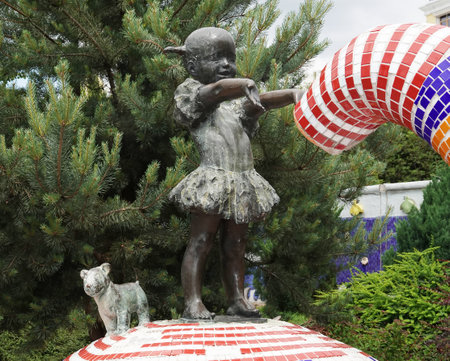 Kiev, Ukraine July 13, 2021: Children's playground with fairy-tale characters in the Kiev courtyardのeditorial素材