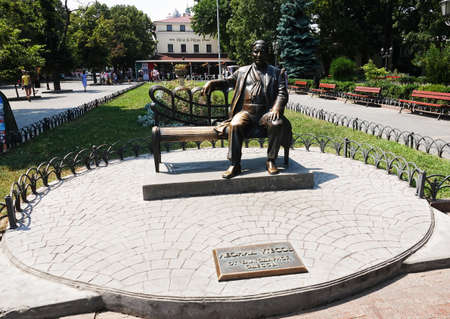 Odessa, Ukraine July 20, 2021: Monument to Utyosov Leonid Osipovich Russian and Soviet pop artist - singer, reader, conductor, orchestra leader, entertainer, actor; People's Artist of the USSRのeditorial素材
